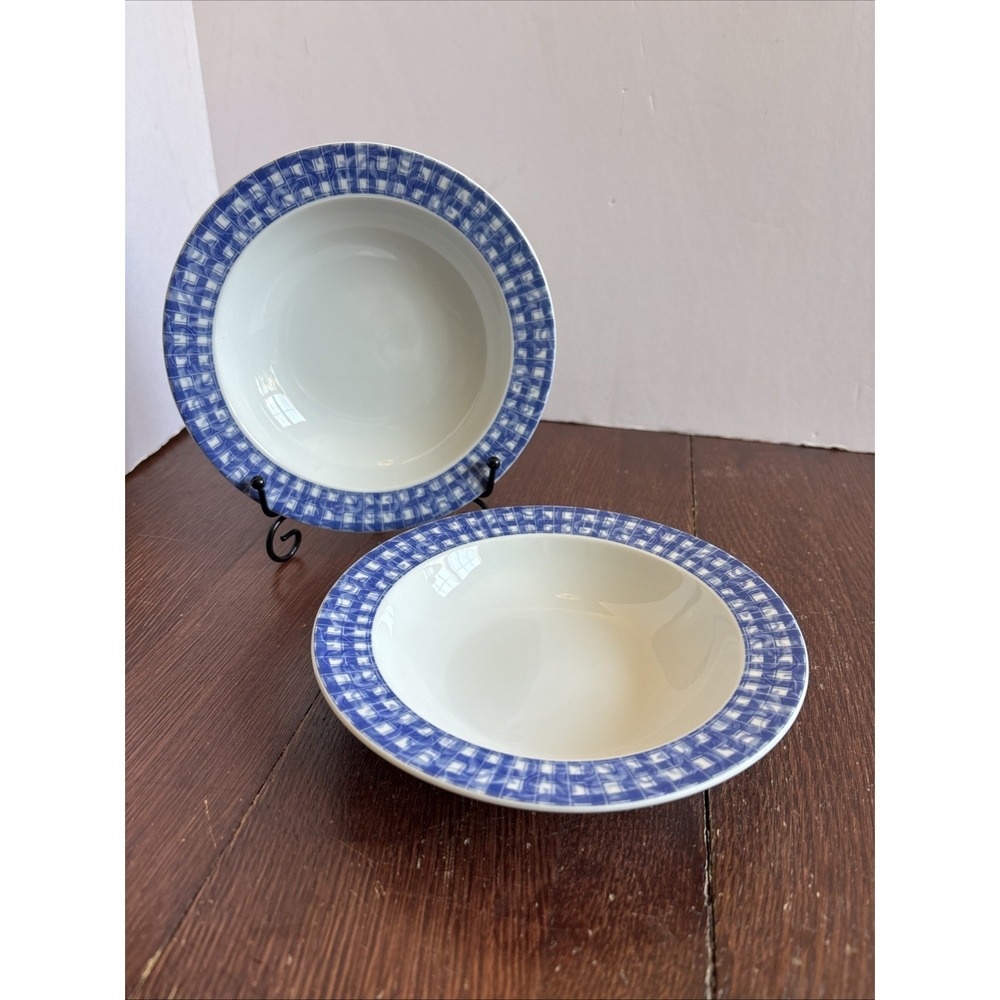 Oneida 1998 discontinued Table Trends BLUE HEATHER 7 3/8" Soup Bowl Set of 2 LNC